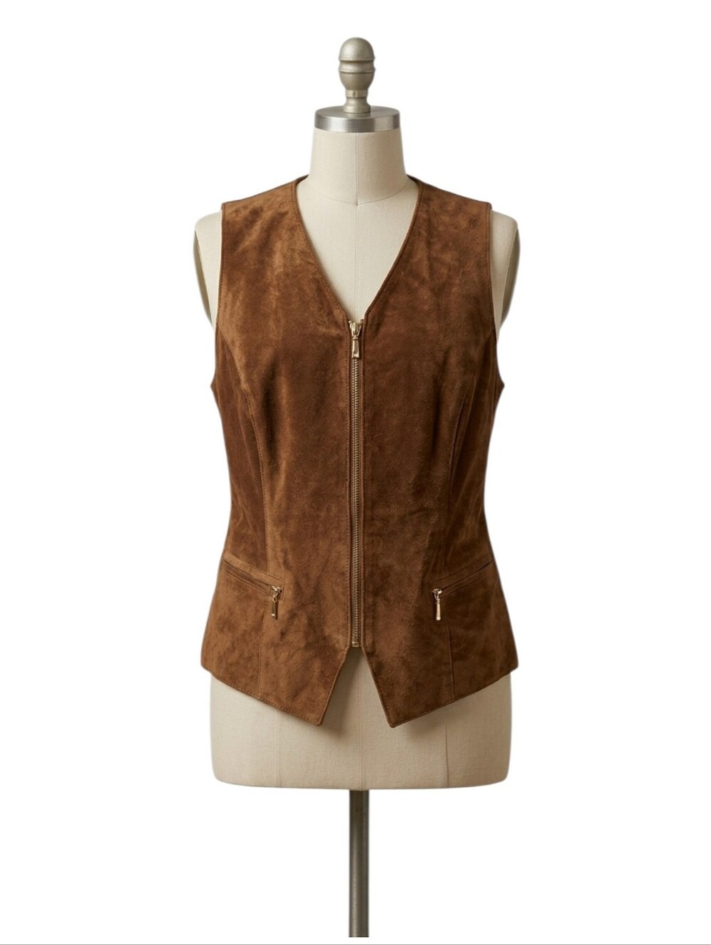 Vintage Danier Brown Genuine Suede Leather Vest Waistcoat  Jacket Women's Size L